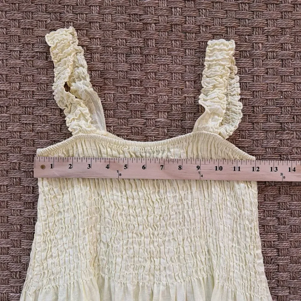 Laura Bianchi Women’s Yellow 100% Linen Sun Dress Made In Italy Size Large
